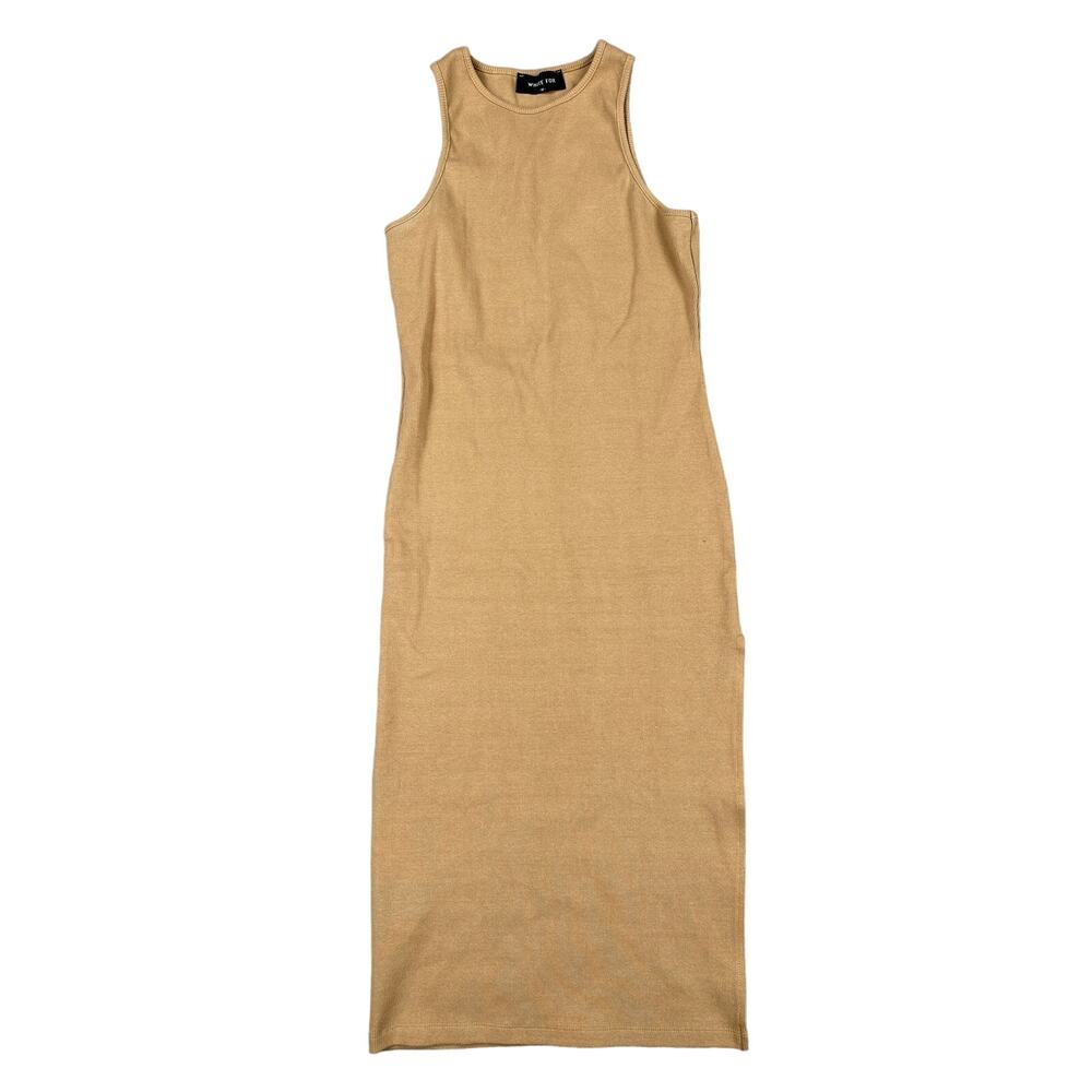 White Fox Boutique - Round Neck Sleeveless Midi Dress in Tan